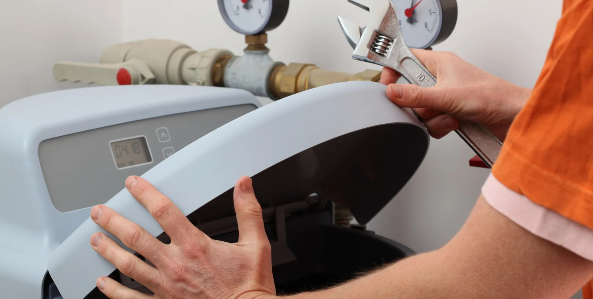 Water softener installation in a Phoenix-area home